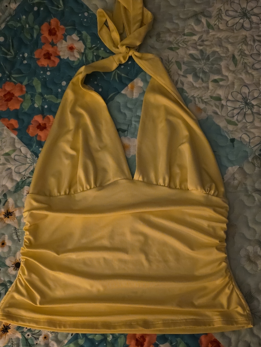 Envie Halter Bikini Top in Yellow Large Like New